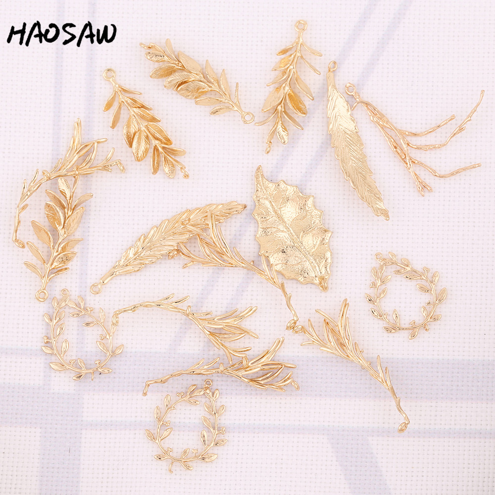HAOSAW Choose 6Pcs/Lot Cooper Charm/Garland/Crotch/Leaf/Tip Leaf/Jewelry Accessory/Diy Jewelry Making/Earring Findings
