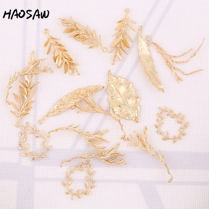 HAOSAW Choose 6Pcs/Lot Cooper Charm/Garland/Crotch/Leaf/Tip Leaf/Jewelry Accessory/Diy Jewelry Making/Earring Findings