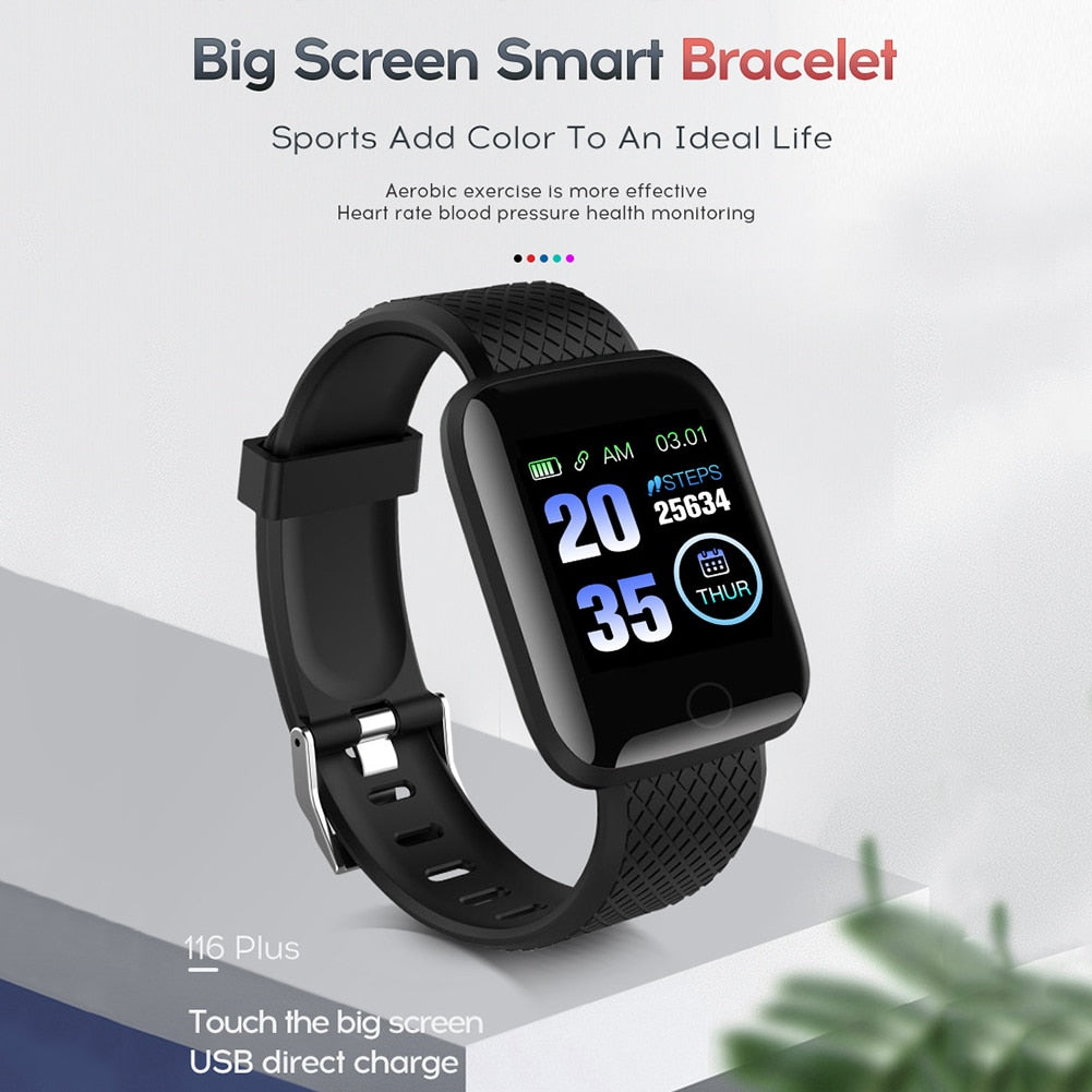 116Plus D13 1.3 Inch Color Touch Screen Step Counter Smart Bracelet Fitness Tracker Heart Rate Monitor Sports Watch for Ios