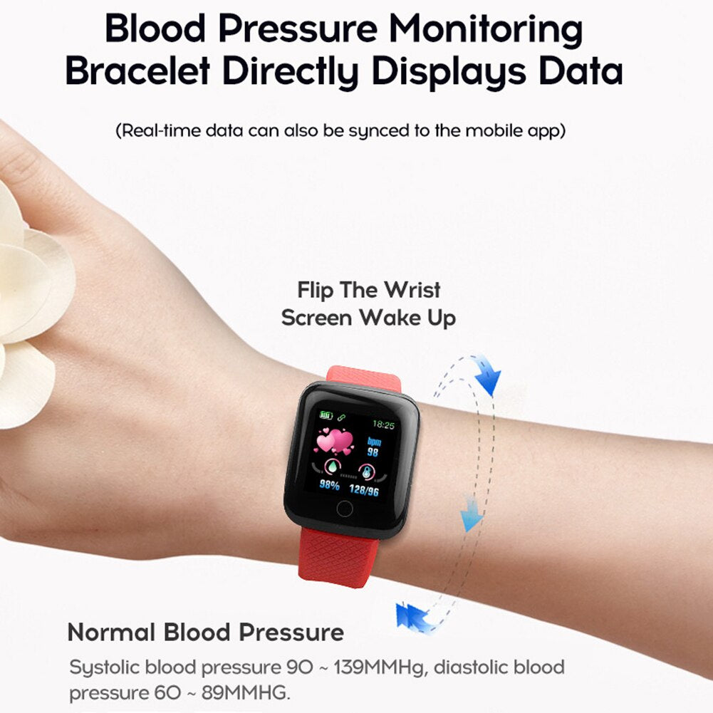 116Plus D13 1.3 Inch Color Touch Screen Step Counter Smart Bracelet Fitness Tracker Heart Rate Monitor Sports Watch for Ios