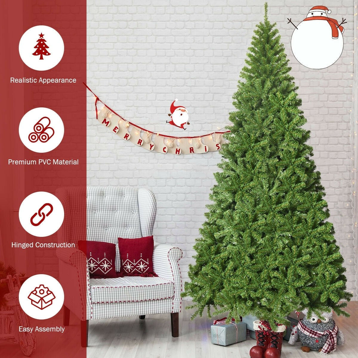 Unlit Hinged PVC Artificial Christmas Tree