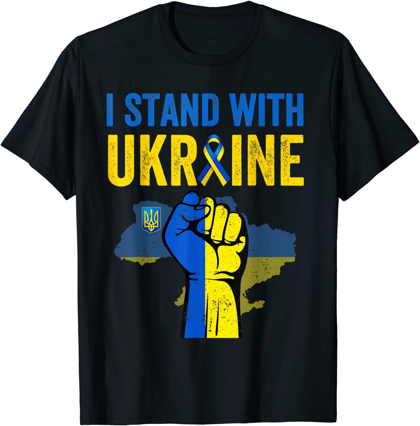 Support Ukraine I Stand with Ukraine Ribbon Flag T-Shirt