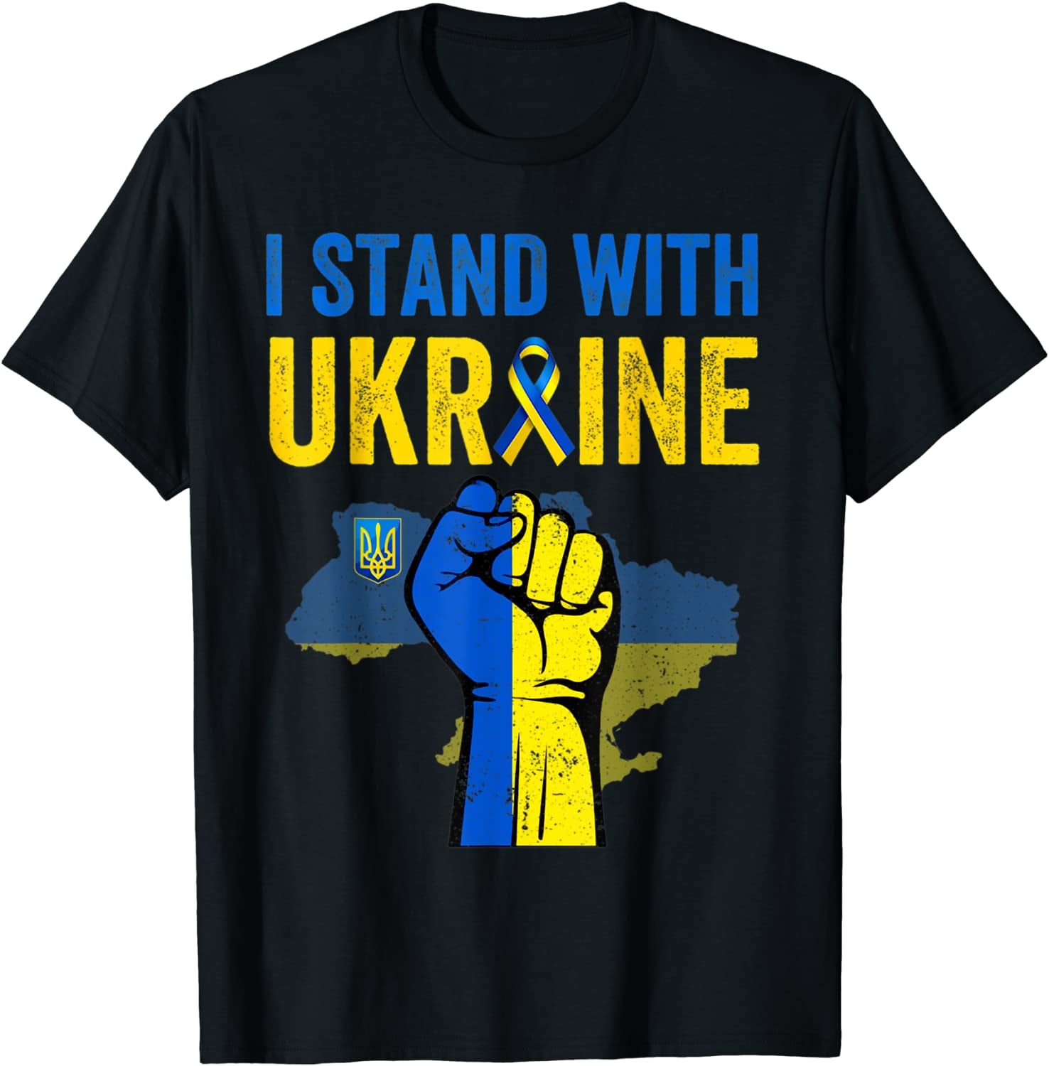 Support Ukraine I Stand with Ukraine Ribbon Flag T-Shirt