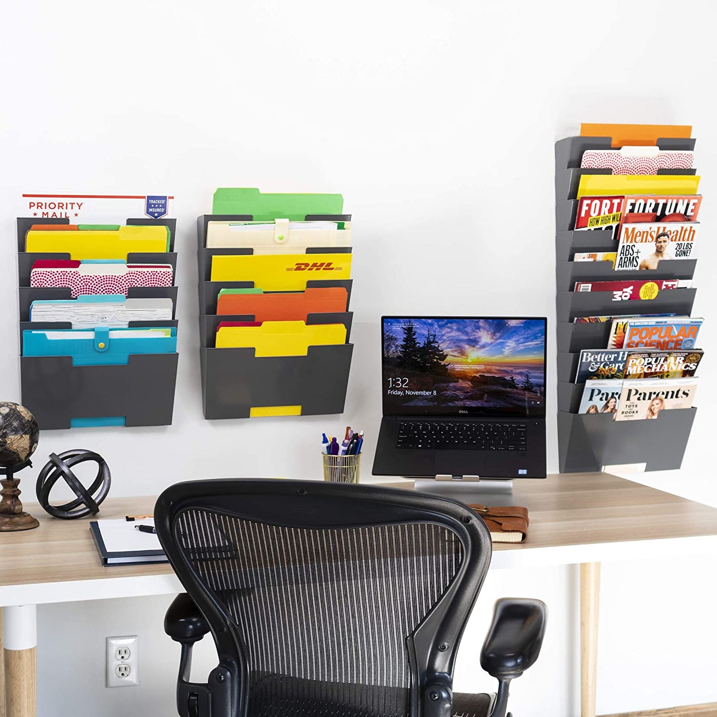 Wallniture Lisbon 15 Tier Wall Mounted File Holder and Desk Organizer
