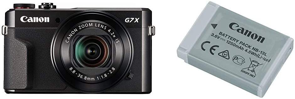 Canon PowerShot Digital Camera [G7 X Mark II] with Wi-Fi & NFC, LCD Screen, and 1-inch Sensor - Black, 100 - 1066C001