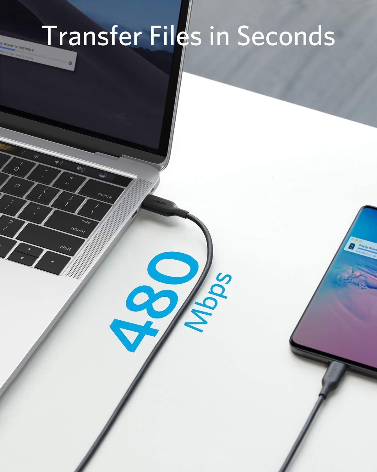 USB C to USB C Cable 100W, Anker Powerline III Type C Fast Charging Cable 2.0, PD Charging for Apple MacBook Pro 2020, iPad Pro 2020, Galaxy S10 Plus S9 S8 Plus, Pixel, Switch, LG V20, and More