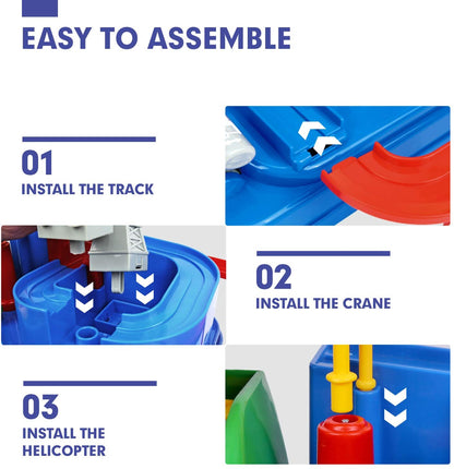 CubicFun Race Tracks for Boys Car Adventure Toys for 3 4 5 6 7 8 Year Old Boys Girls, City Rescue Preschool Educational Toy Vehicle Puzzle Car Track Playsets for Toddlers, Kids Toys Age 3+