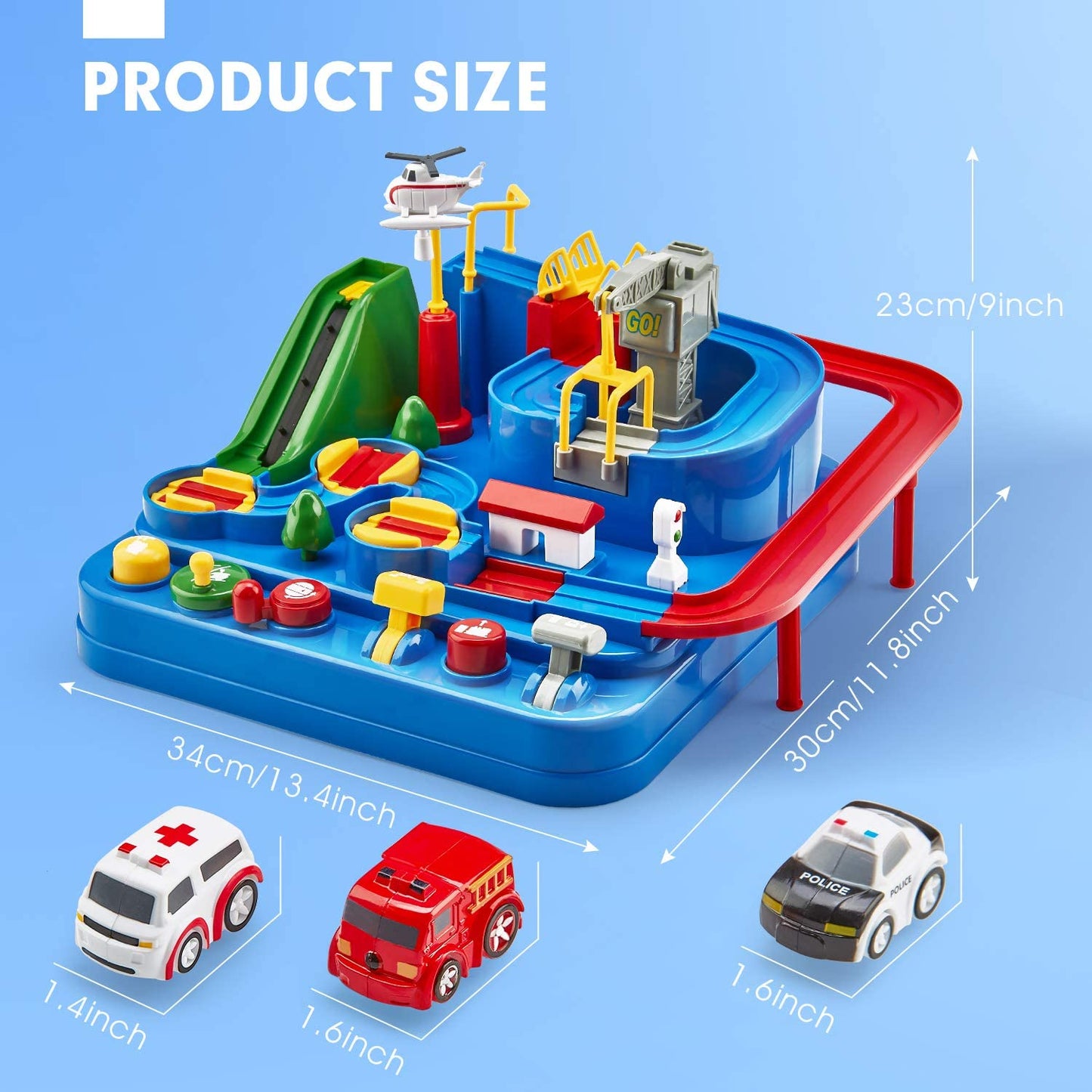 CubicFun Race Tracks for Boys Car Adventure Toys for 3 4 5 6 7 8 Year Old Boys Girls, City Rescue Preschool Educational Toy Vehicle Puzzle Car Track Playsets for Toddlers, Kids Toys Age 3+