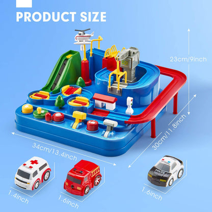 CubicFun Race Tracks for Boys Car Adventure Toys for 3 4 5 6 7 8 Year Old Boys Girls, City Rescue Preschool Educational Toy Vehicle Puzzle Car Track Playsets for Toddlers, Kids Toys Age 3+