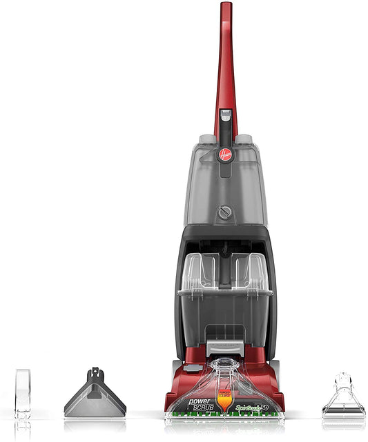 Hoover Power Scrub Deluxe Carpet Cleaner Machine, Upright Shampooer, FH50150, Red