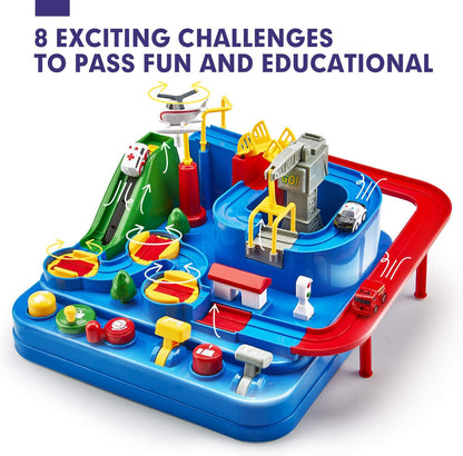 CubicFun Race Tracks for Boys Car Adventure Toys for 3 4 5 6 7 8 Year Old Boys Girls, City Rescue Preschool Educational Toy Vehicle Puzzle Car Track Playsets for Toddlers, Kids Toys Age 3+
