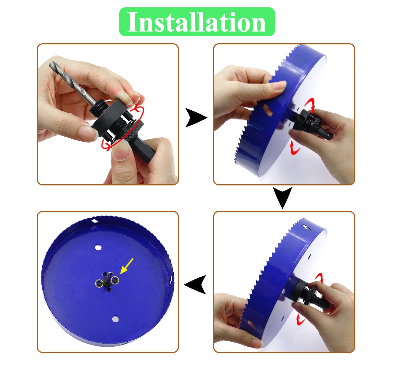 Seimneire 6-1/4 Inch Hole Saw with Heavy Duty Arbor, 1.2 Inch Cutting Depth HSS Bi-Metal Hole Drilling Cutter for Smoothly Cutting in Wood Cornhole Boards Plastic Drywall & Thin Metal