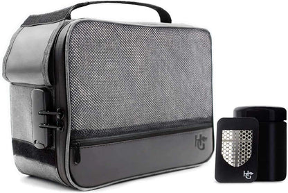 Extra Large Smell Proof Case with Combination Lock by Herb Guard (Stash Box Holds 5 Ounces of Herbs and Dried Foods) Comes with Smell Proof Jar, Humidity Pack, Built In Tray, Bags and Grinder Card