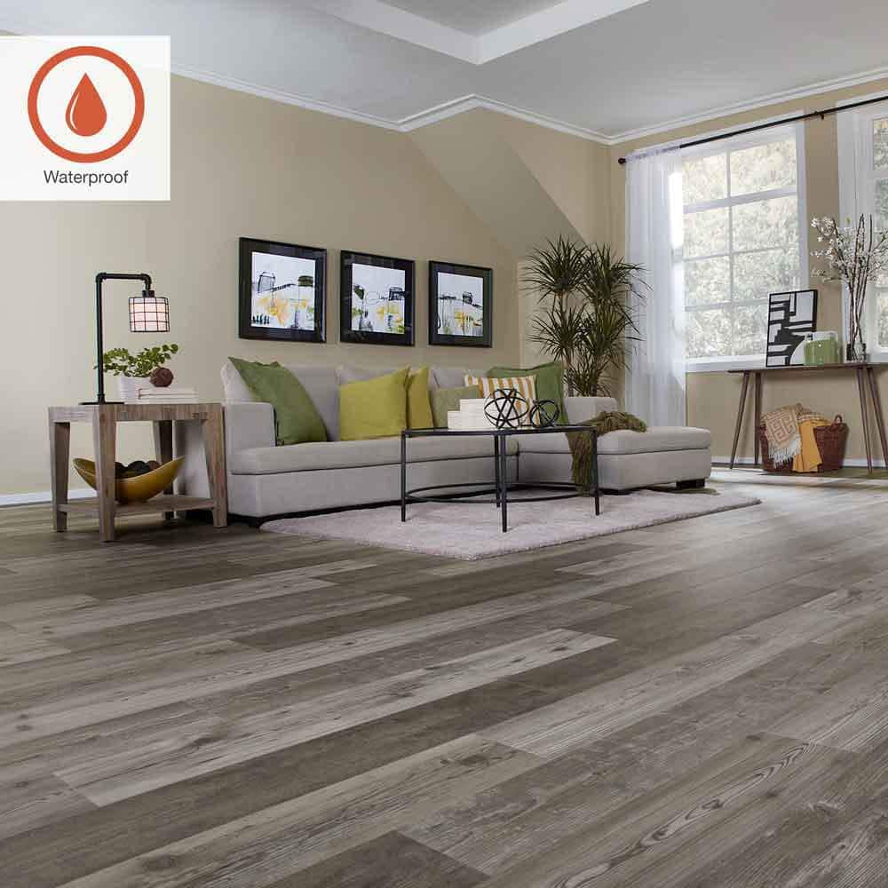 Outlast+ 7.48 In. W Grey Optimus Pine Waterproof Laminate Wood Flooring (19.63 Sq. Ft./Case)