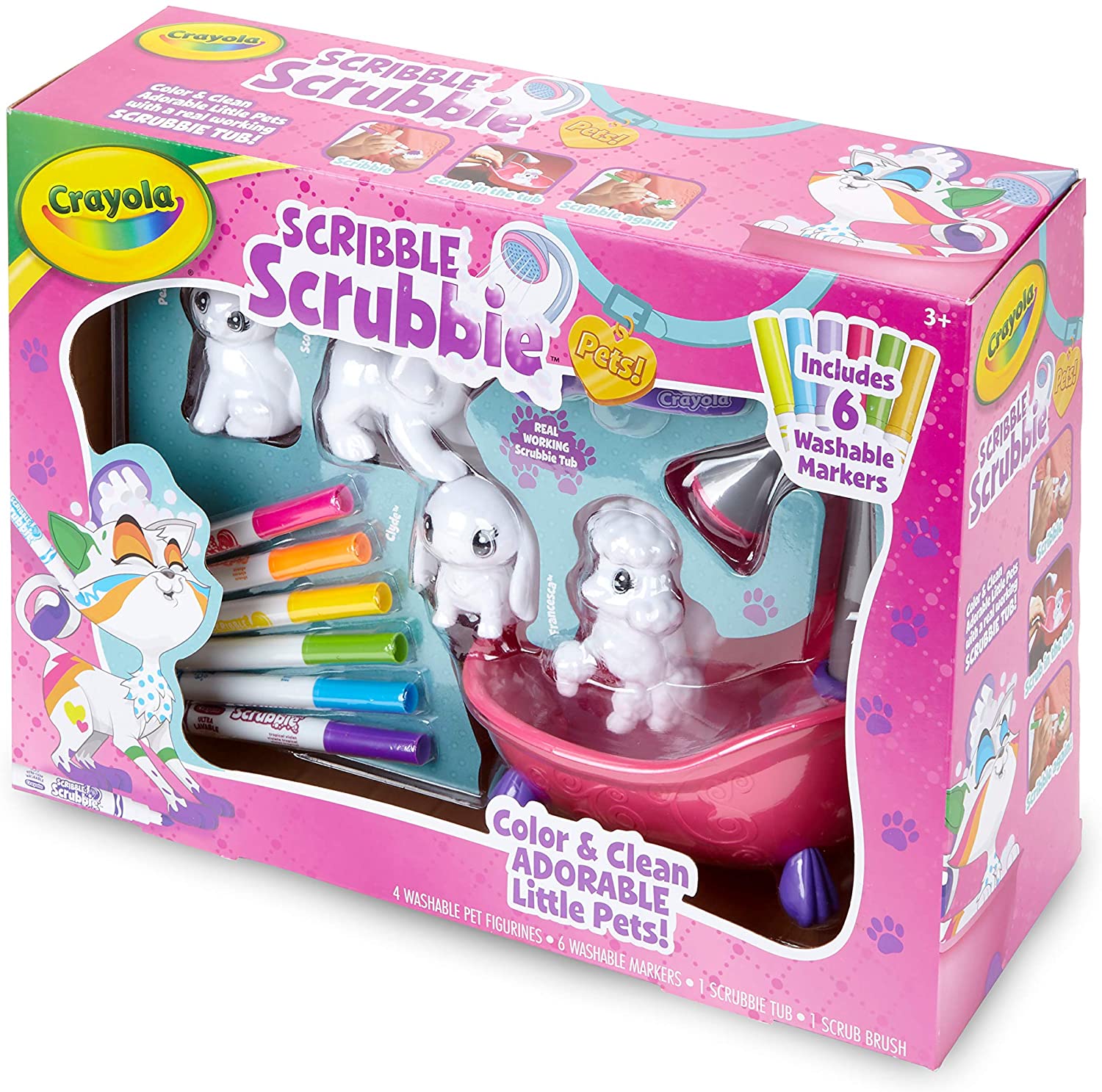 Crayola Scribble Scrubbie Pets Scrub Tub Animal Toy Set, Kids Indoor Activities At Home, Gift Age 3+