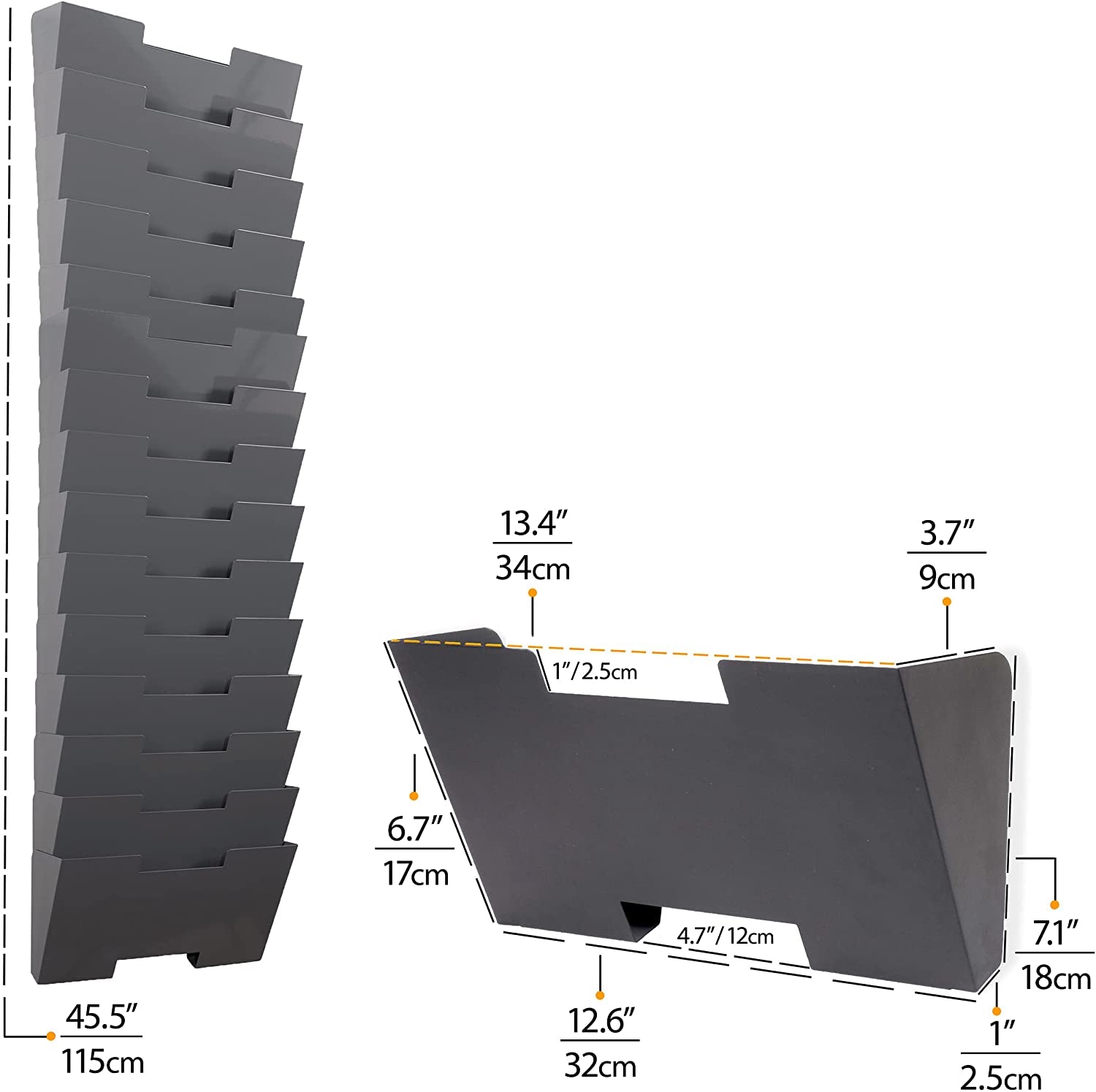 Wallniture Lisbon 15 Tier Wall Mounted File Holder and Desk Organizer