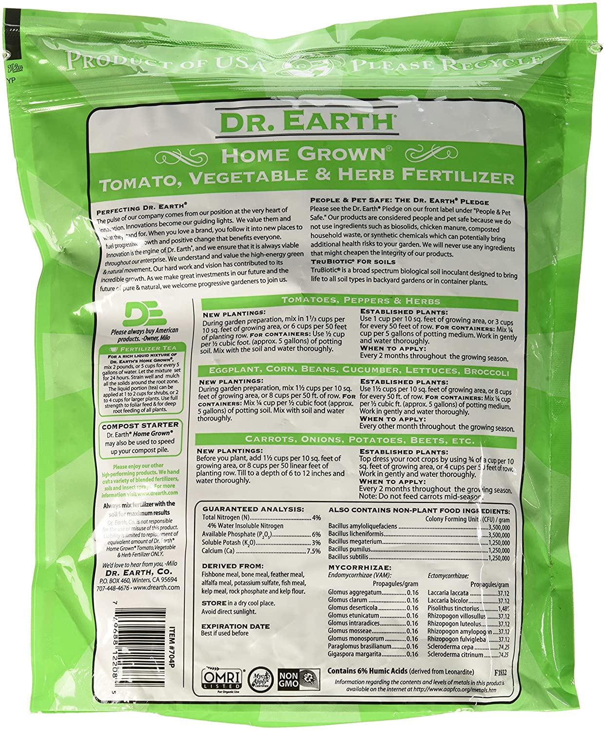 Dr. Earth Organic 5 Tomato, Vegetable & Herb Fertilizer Poly Bag