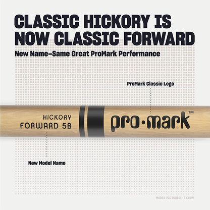 Promark Classic Forward 5B Hickory Drumsticks, Oval Wood Tip, Four Pairs