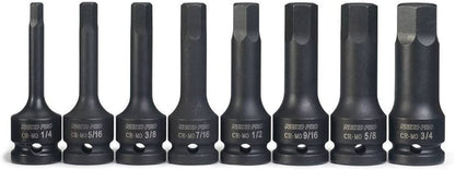 NEIKO 01137B 1/2-Inch-Drive Allen Socket Set, 3-Inch Length, 1/2-Inch Impact Hex-Bit Socket Set, SAE Hex Driver 1/4" to 3/4", Crmo Steel, Impact-Grade, 8-Piece Set