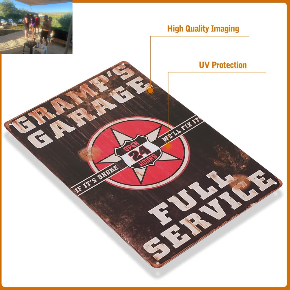 -Grandfather'S Garage Sign Gift for the Grandad Who Has Everything Best Grandpa Gift from His Grandson or Granddaughter Gramp'S Garage Full Service Sign Open 24Hour