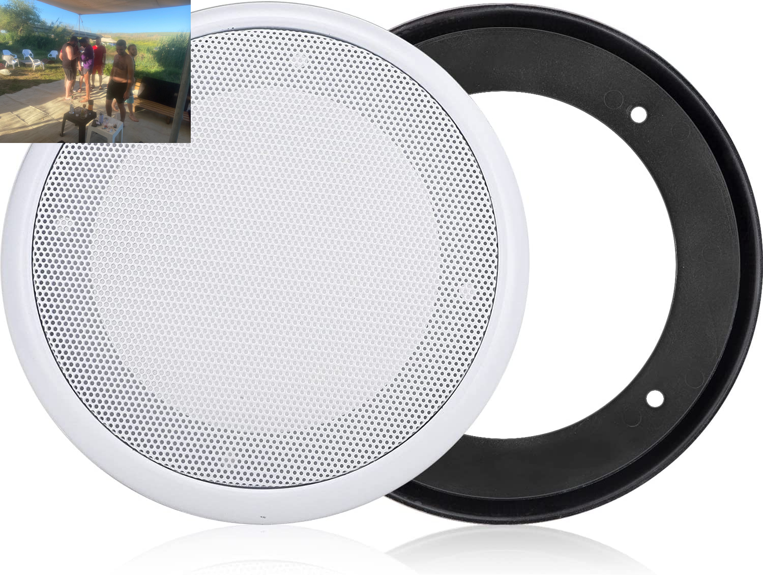 2PCS 4In White round Speaker Grill Covers, Universal Surface-Mount Ceiling Speaker/Hole Covers, Audio Speaker Mesh Guard Protective Case for Home Theater, RV or Marine Installation