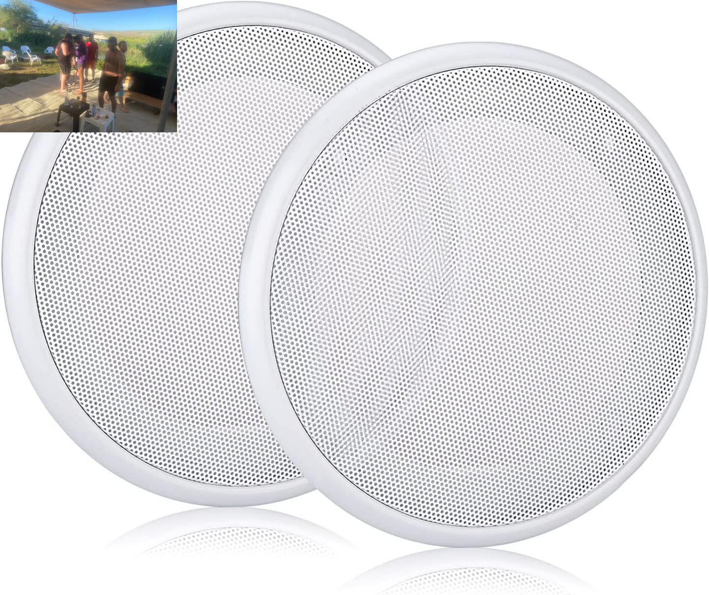 2PCS 4In White round Speaker Grill Covers, Universal Surface-Mount Ceiling Speaker/Hole Covers, Audio Speaker Mesh Guard Protective Case for Home Theater, RV or Marine Installation