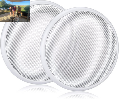 2PCS 4In White round Speaker Grill Covers, Universal Surface-Mount Ceiling Speaker/Hole Covers, Audio Speaker Mesh Guard Protective Case for Home Theater, RV or Marine Installation