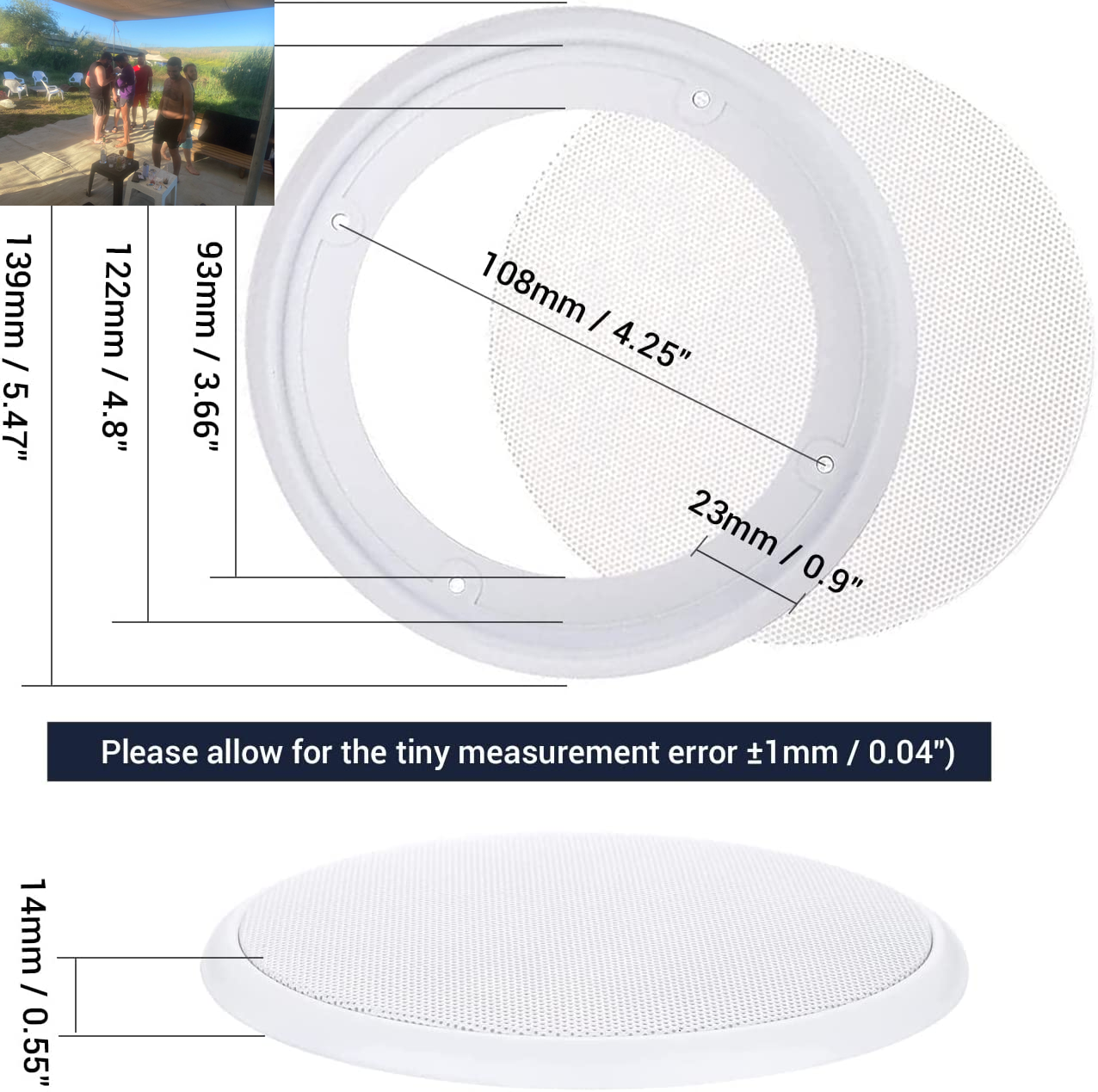 2PCS 4In White round Speaker Grill Covers, Universal Surface-Mount Ceiling Speaker/Hole Covers, Audio Speaker Mesh Guard Protective Case for Home Theater, RV or Marine Installation