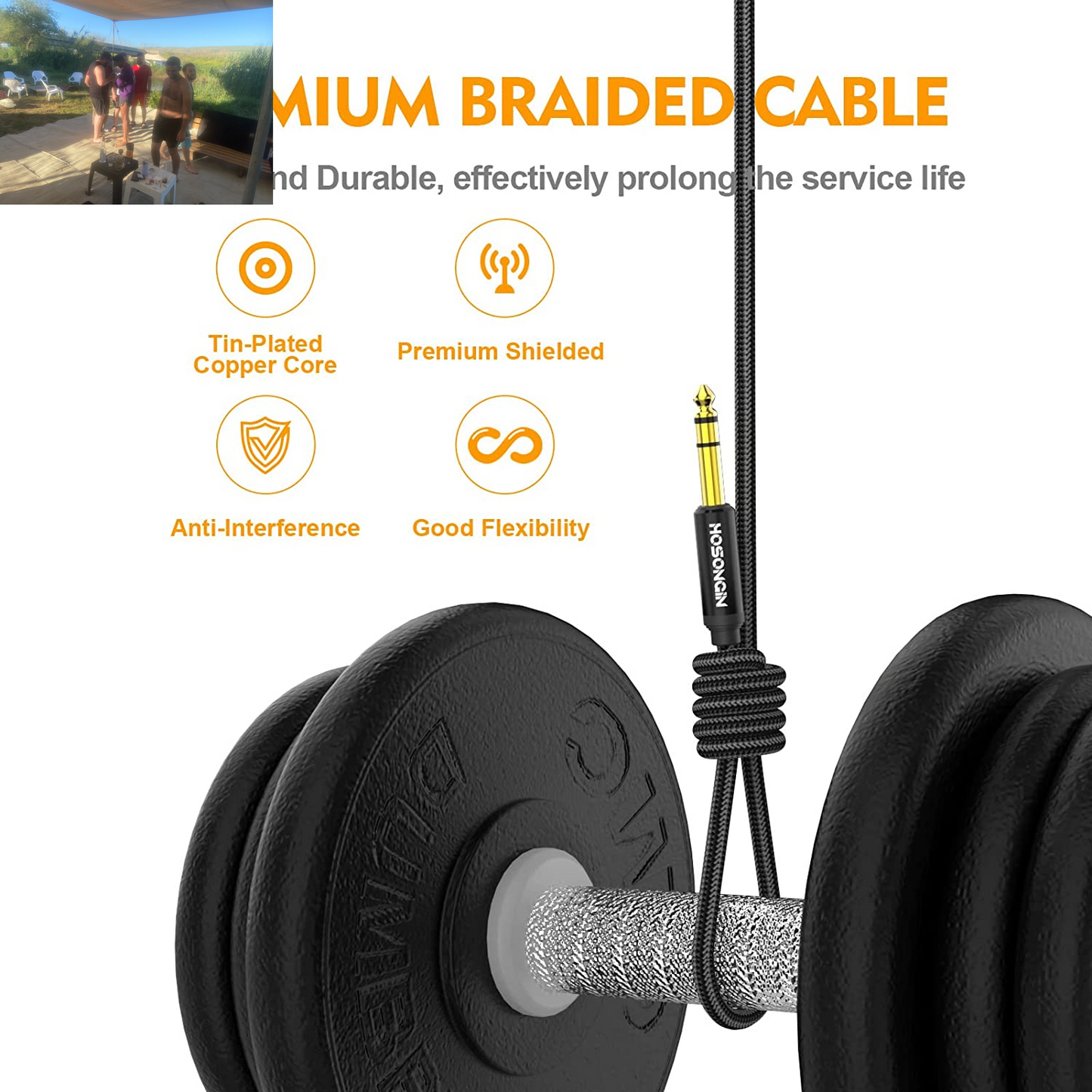 1/4 Inch TRS Instrument Cable 15Ft 2-Pack [Nylon Braided Shielded], 1/4 Inch to 1/4 Inch TRS Male to Male Plug Stereo Audio Cord, Quarter Inch 6.35Mm Balanced Interconnect Line - 15 Feet