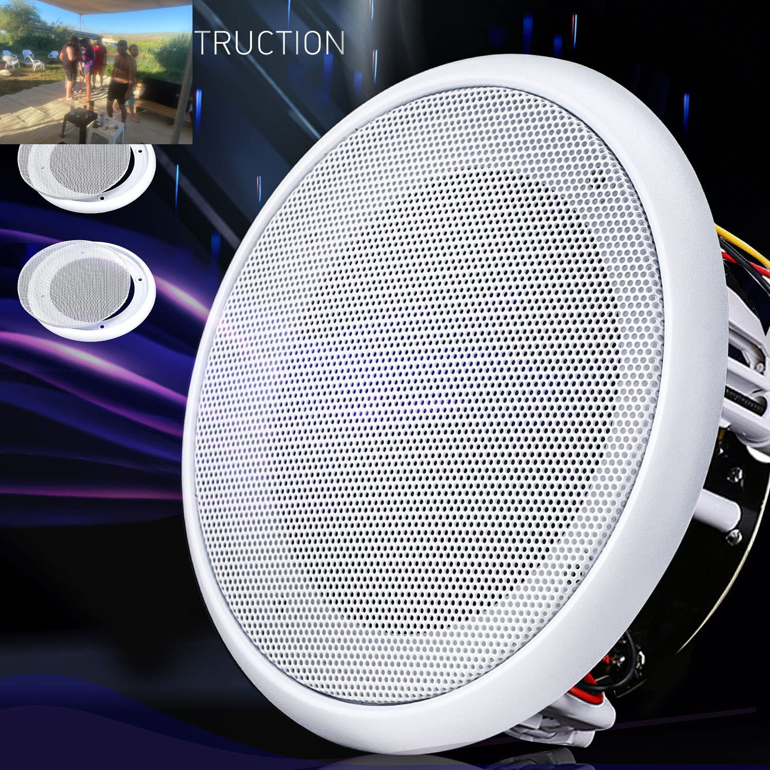 2PCS 4In White round Speaker Grill Covers, Universal Surface-Mount Ceiling Speaker/Hole Covers, Audio Speaker Mesh Guard Protective Case for Home Theater, RV or Marine Installation