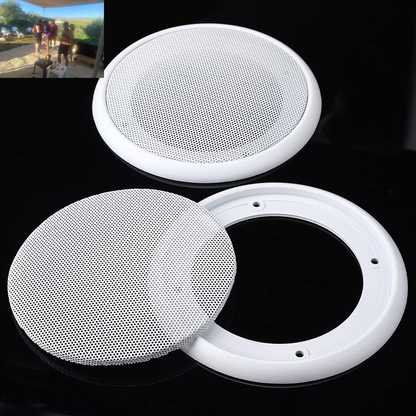 2PCS 4In White round Speaker Grill Covers, Universal Surface-Mount Ceiling Speaker/Hole Covers, Audio Speaker Mesh Guard Protective Case for Home Theater, RV or Marine Installation