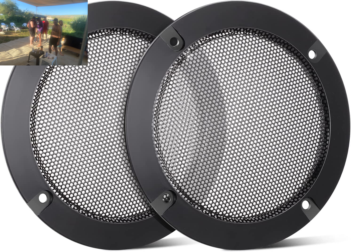 2PCS 4In White round Speaker Grill Covers, Universal Surface-Mount Ceiling Speaker/Hole Covers, Audio Speaker Mesh Guard Protective Case for Home Theater, RV or Marine Installation
