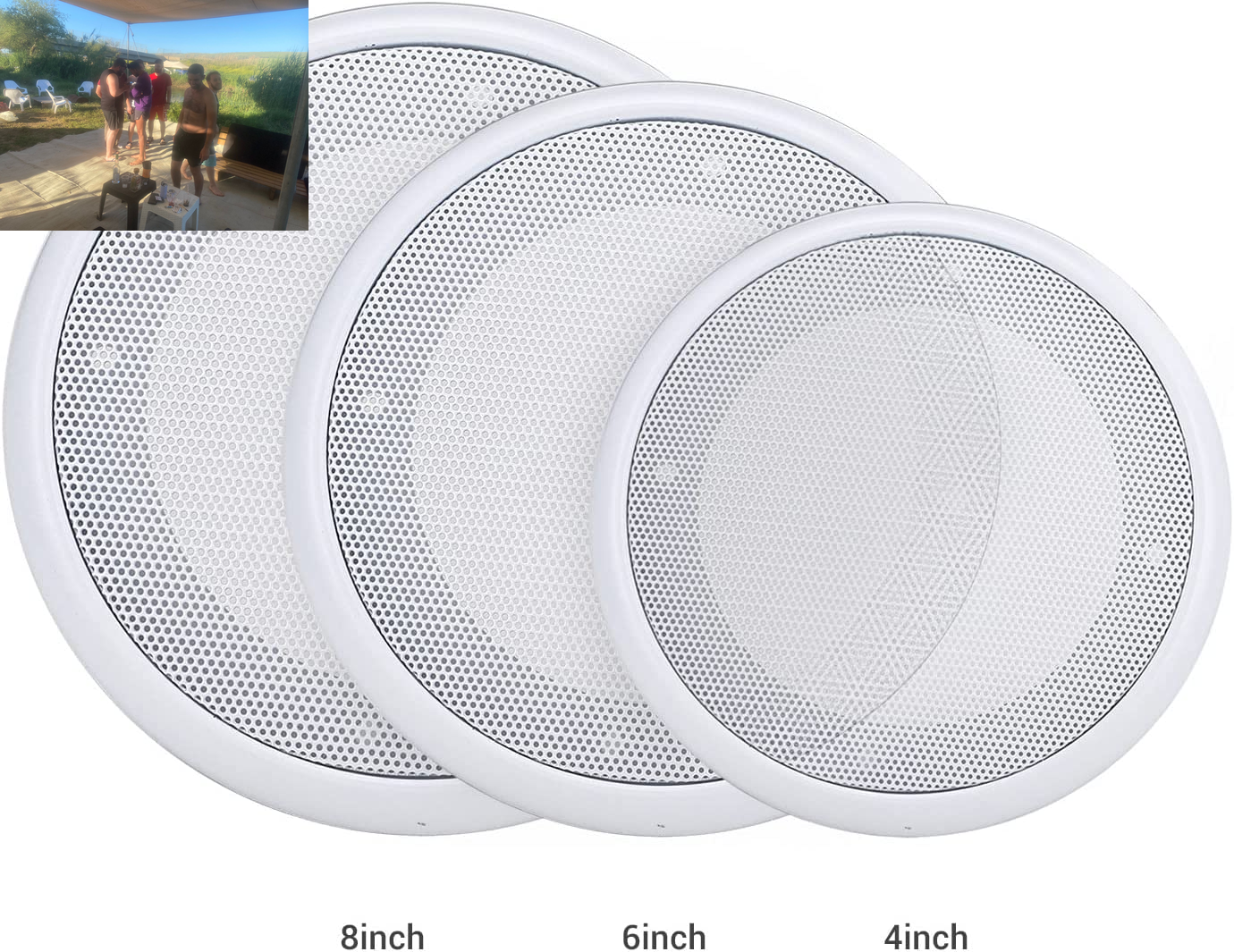 2PCS 4In White round Speaker Grill Covers, Universal Surface-Mount Ceiling Speaker/Hole Covers, Audio Speaker Mesh Guard Protective Case for Home Theater, RV or Marine Installation