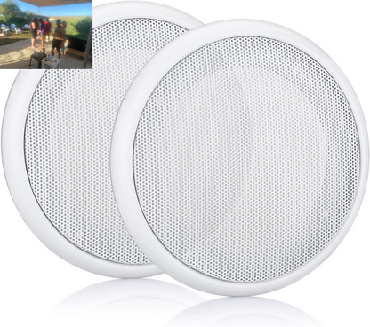 2PCS 4In White round Speaker Grill Covers, Universal Surface-Mount Ceiling Speaker/Hole Covers, Audio Speaker Mesh Guard Protective Case for Home Theater, RV or Marine Installation